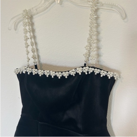 Nadine Merabi Em Velvet Black Pearl Mini Dress - Picture 7 of 11